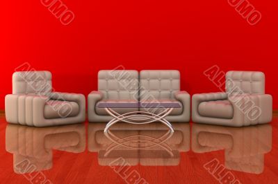 Interior of a living room. 3D image.