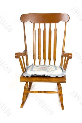 brown rocking chair isolated on white