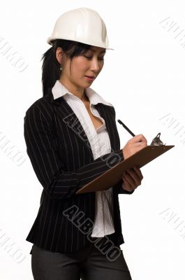 Business woman in hard hat