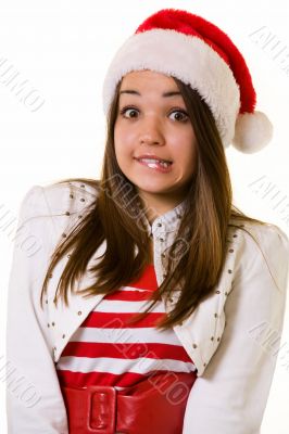 Woman in Santa hat