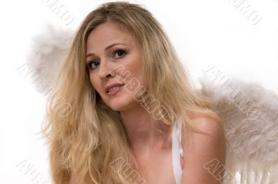 Woman in angel wings