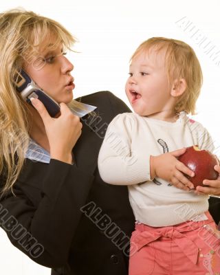 Working mom with baby