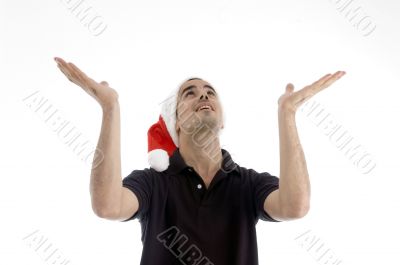 american male looking upward