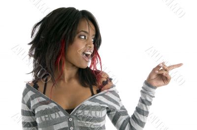 girl pointing sideways