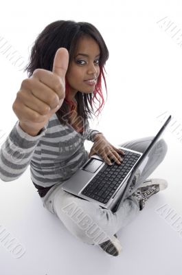 african girl with laptop