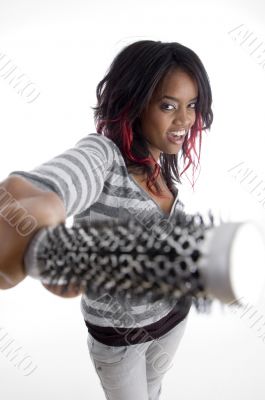 girl with hair brush