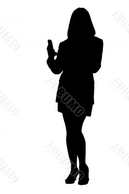 Business woman texting and phoning