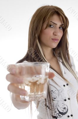 female holding wine glass