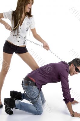 female pulling to man