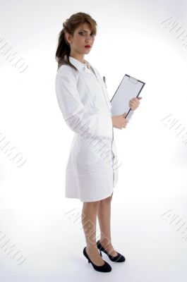 lady nurse with writing pad
