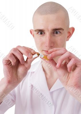 Man and cigarette