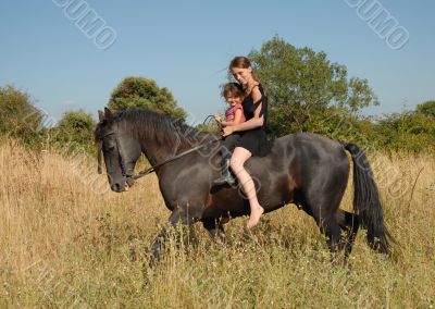 riding girl and child