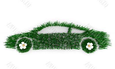 Green Car Made of Grass