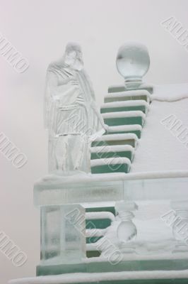 The ice man on a snow-covered ladder