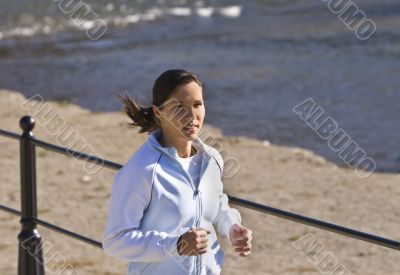 Jogging on the riverside