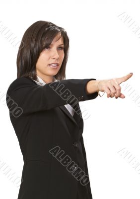 Businesswoman pointing her finger
