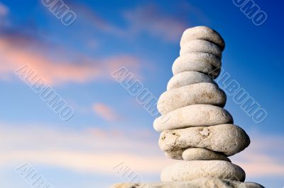 Pile of stones on seacoast