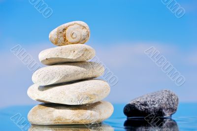Pile of stones on seacoast