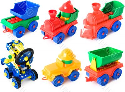 Toy machines on white