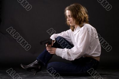 woman with gun