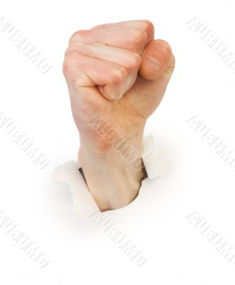 Fist on white
