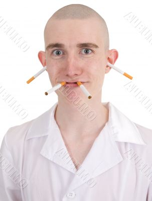 Funny man with cigarettes