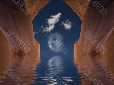Red rock moon