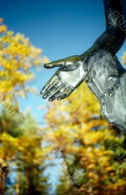 Open hand of park sculpture