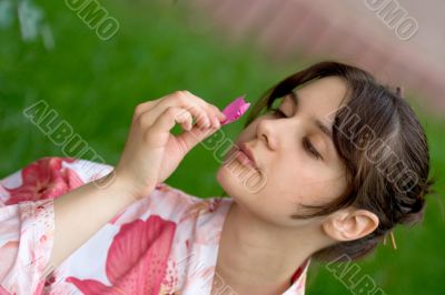 Girl in a flower yukata