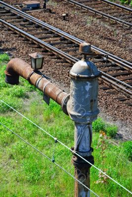 The water crane against rails