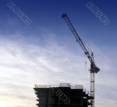 Silhouette of building site