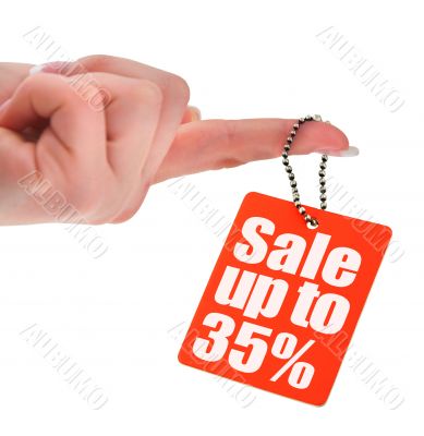 hand holding sale tag
