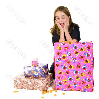 Child with presents for Sinterklaas
