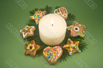 Candle and Christmas Cookies