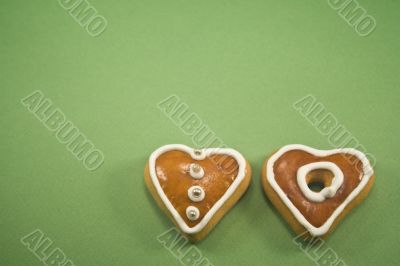 Heart shaped gingerbread cookies