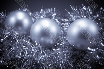 Christmas balls on tinsel
