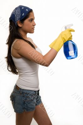 Dressed for house cleaning