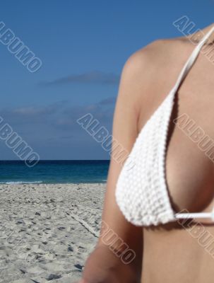 female in a white bikini