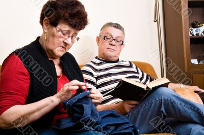 Elderly couple on the couch
