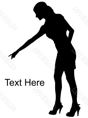 female pointing down side