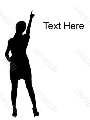 standing woman pointing upside