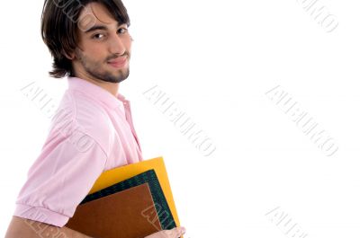 side pose of student with books