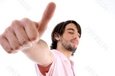 brunette man wishing goodluck