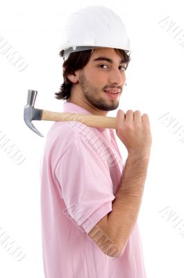 side view of architect with hammer