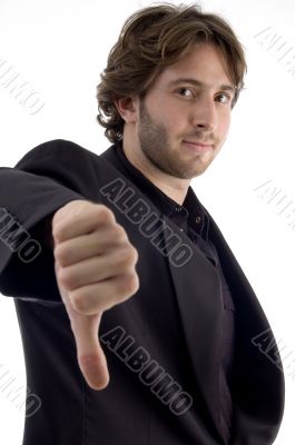 man showing disapproval sign