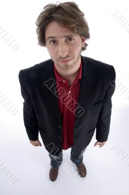 standing male looking upward