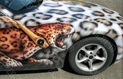 Leopard car aerography