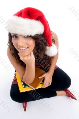 student with christmas hat