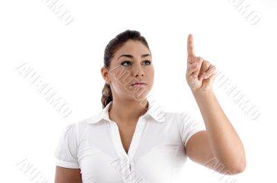 woman looking at her finger