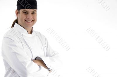 happy male chef posing in front of camera